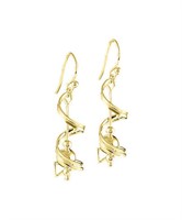 Italy 14K Gold Pl Sterling Drop Dangle Earrings