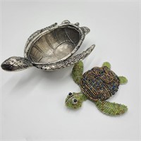 Mudpie Turtle Candy Dish & Beaded Turtle