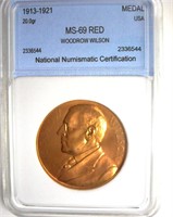 1913-1921 Medal NNC MS69 RD Woodrow Wilson
