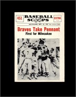 1961 Nu Card Scoops #451 Braves Take Pennant VG