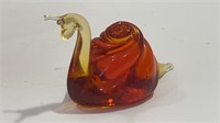 Art Glass Amberina Snail, Hand Blown, 4.5 in.