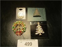 Four Christmas Brooches