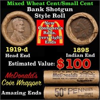 Small Cent 1c Mixed Roll Orig Brandt McDonalds Wra