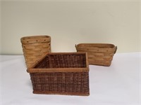 Three medium decorative baskets