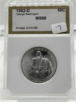 1982-D MS68 BU Silver George Washington 50C