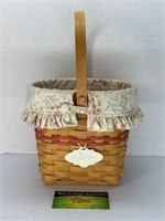 Longaberger basket with Red Stripe, Floral Liner
