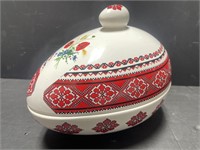 Ukrainian Ceramic Egg-Shaped Bowl with Lid.