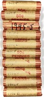 (10) Rolls 1940's Wheat Cent Penny Lot