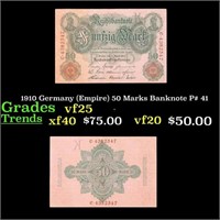 1910 Germany (Empire) 50 Marks Banknote P# 41 Grad