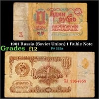 1961 Russia (Soviet Union) 1 Ruble Note Grades f,