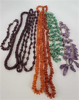 Baltic Amber, Garnet, Amethyst, Jade Necklaces