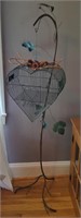 Wire Heart Shaped Birdhouse & Stand 87"Tall