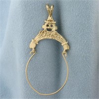 Jester Clown Charm Holder Pendant in 14k Yellow Go