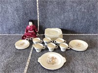 Dish Set and Porcelain Doll