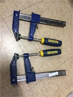 2 Irwin like new clamps 10"L