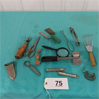Old Kitchen Utensils w/Magnifying Glass