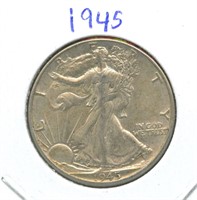 1945 Walking Liberty Silver Half Dollar