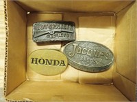 (3) Belt Buckles: Honda, Jacques Seeds, Old Betsy/