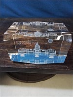 Glass cube with etched US capital inside 3 inches