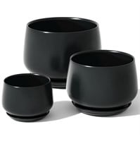 B2584  BEMAY Ceramic Plant Pots 3-Pack Black