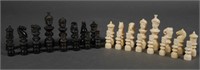 Antique Carved Ivory & Horn Chess Set