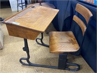 Antique student’s school desk.