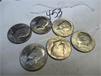 LOT OF 6 1976-D JFK 50 CENT COINS - CIRC