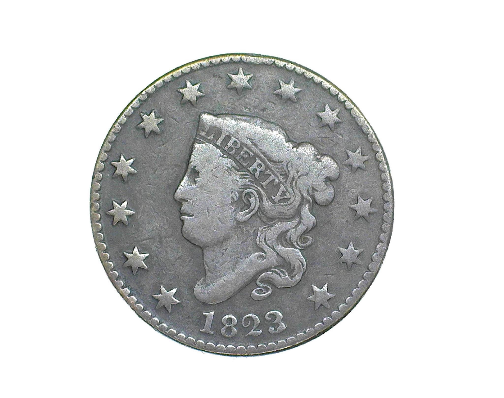1823/2 Cent F+  KEY NICE