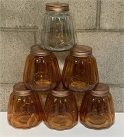 Orange Glass Jars w/Lids (Lights inside)
