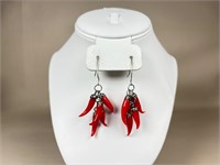 Red Chili Pepper Dangle Earrings