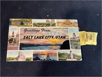 Vintage Salt Lake City Post Card & Copper Bag