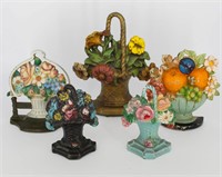 5 Antique and Vintage Flower Basket Door Stops