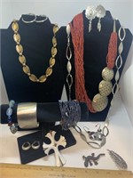 Jewelry lot with necklaces, brackets & more