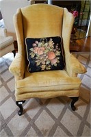 Tan Wing Back Upholstered Chair