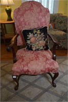 Pink Queen Ann Style Upholstered Chair