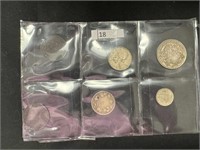 (6) 1901, 1902 Large Cents, 1900, 1951 Quarters,