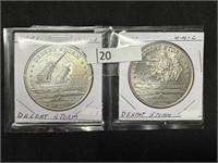 (2) 1991 $5 Desert Storm from New Queensland Mint