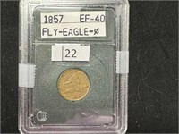 (1) 1857 Fly Eagle Cent EF 40, Rare