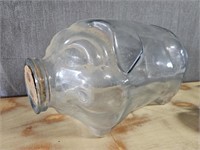 5 Gallon Pig Glass Jug Bank w Cork Snout Stopper
