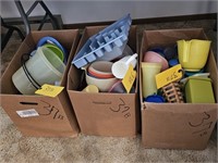 3-BOXES OF PLASTIC KITCHEN ITEMS