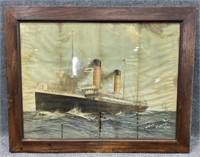 Antique White Star Line Steamship Lithograph Art