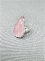 Rose Quartz & silver ring - size 8