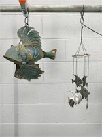 2x The Bid Hanging Metal Fish Decor