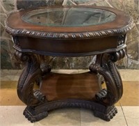 F - ROUND GLASS TOP SIDE TABLE 28X25 (L55)