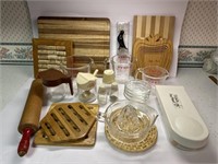Cutting Boards, Pyrex Measuring Cups,