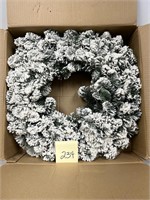 Frosted Lighted Pine Wreath Winter Decor New