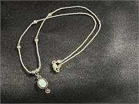 Silver Pendant Necklace with Opal