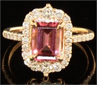 14kt Gold 2.10 ct Pink Tourmaline & Diamond Ring