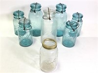 8 Ball Jars Blue 7 Clear