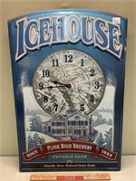 TIN ICE HOUSE DISPLAY BATTERY OPERATED CLOCK